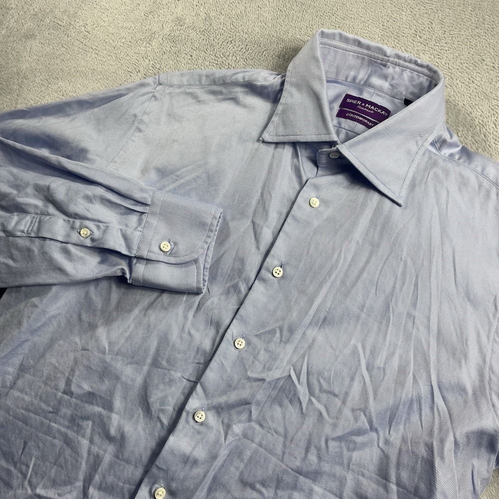 Spier Mackay Men Shirt 16 36 Blue Button Up Long Sleeve Contemporary Fit